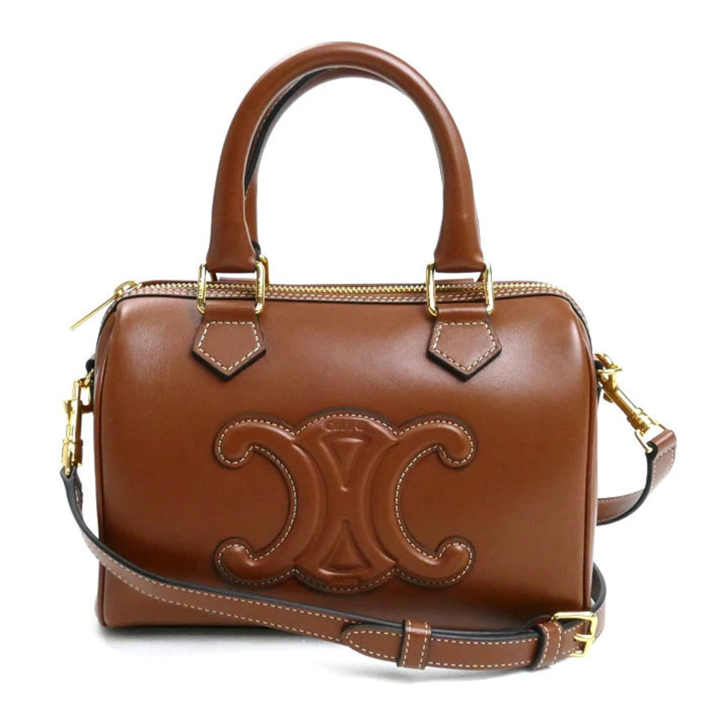Celine Cuir Triomphe Boston Shoulder Bag Tan
